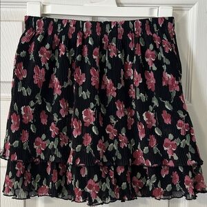 Abercrombie Kids Black Pink Floral Tiered Chiffon Skort/Skirt